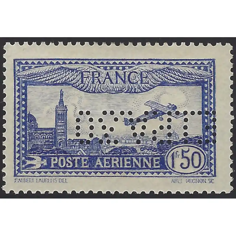 Timbre poste aérienne N°6c perforé EIPA30 neuf**. Fait Main