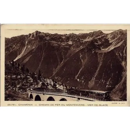 Carte postale 74 - Chamonix - Chemin de fer du Montenvers - Mer de glace - Voyage - Dos divi Certifié