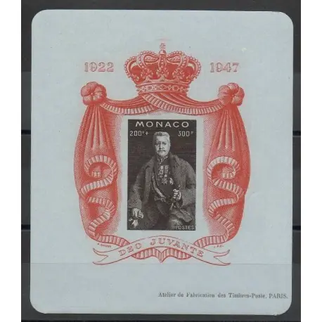 Monaco - Blocs et feuillets - 1947 - No BF 2A - neuf sans charnière - papier bleuté Achat Immédiat