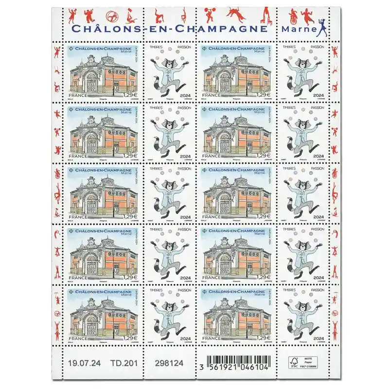Marque Timbre Châlons en-Champagne en feuillet de France N°F163 neuf**.