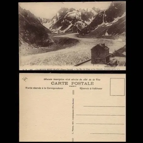 Carte postale 74 - Chamonix-Mont Blanc - La mer de glace et les grandes Jorasses Super Prix