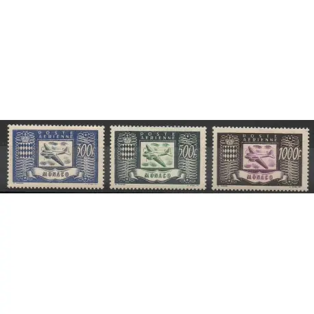 Certifié Monaco - Poste aérienne - 1949 - No PA42/PA44