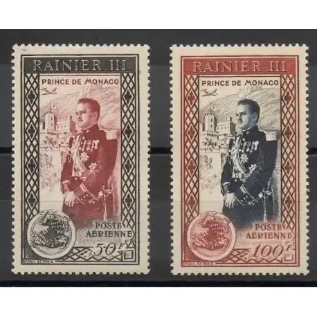 Livraison Gratuite Monaco - Poste aérienne - 1950 - No PA49/PA50