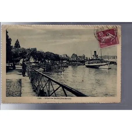 Carte postale 74 - Evian-les-Bains - Le Port - Voyage - Dos divise Bon Plan
