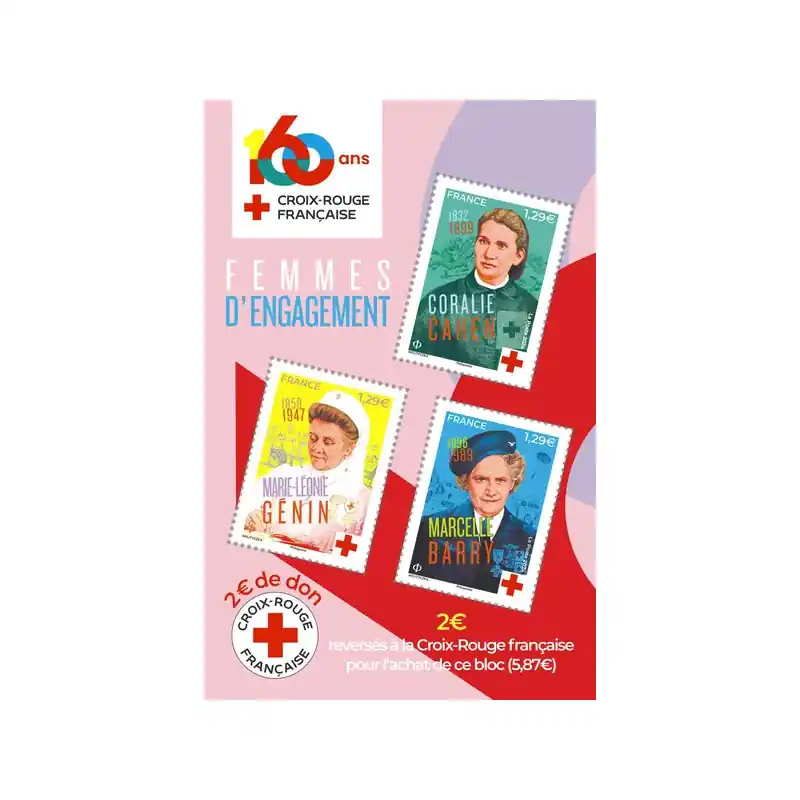 Livraison Express Feuillet de 3 timbres Croix-Rouge Femmes d'engagement F5812 neuf**.