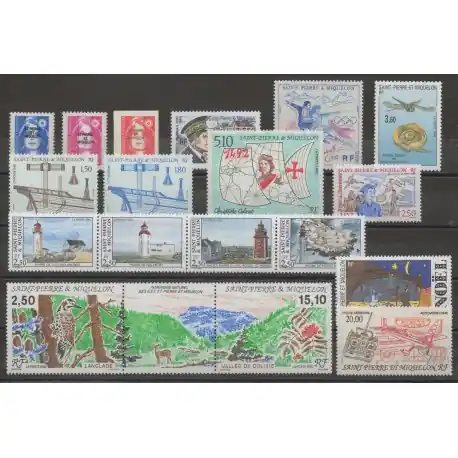 Nouveauté Saint-Pierre et Miquelon - Année complète - 1992 - No 555/571 - PA 71