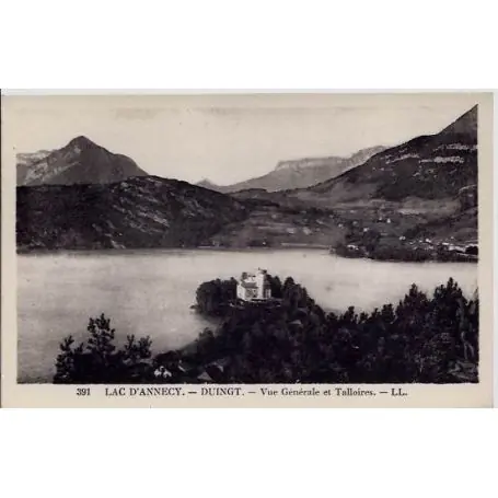 Carte postale 74 - Lac d' Annecy - Duingt - Vue generale et talloires - Voyage - Dos divise Petit Prix