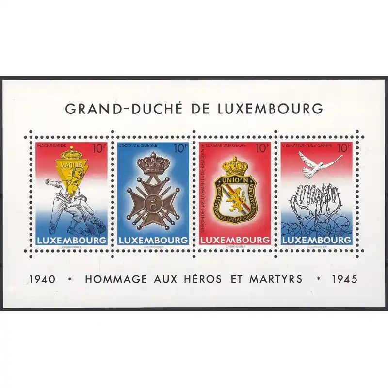 Bloc-feuillet de timbres de Luxembourg N°14 Armistice neuf**. Promotion