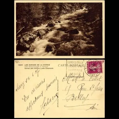 Fait Main Carte postale 74 - Les gorges de la Diosaz - Servoz pres Chamonix
