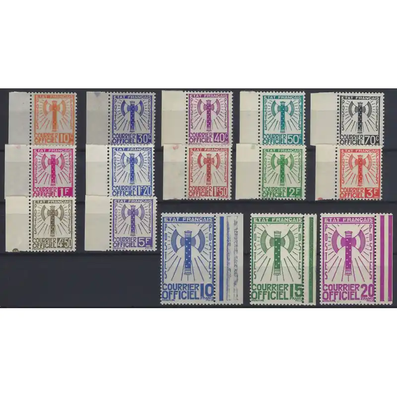 Authentique Francisque timbres de France service N°1-15 série Bdf neuf**, R.