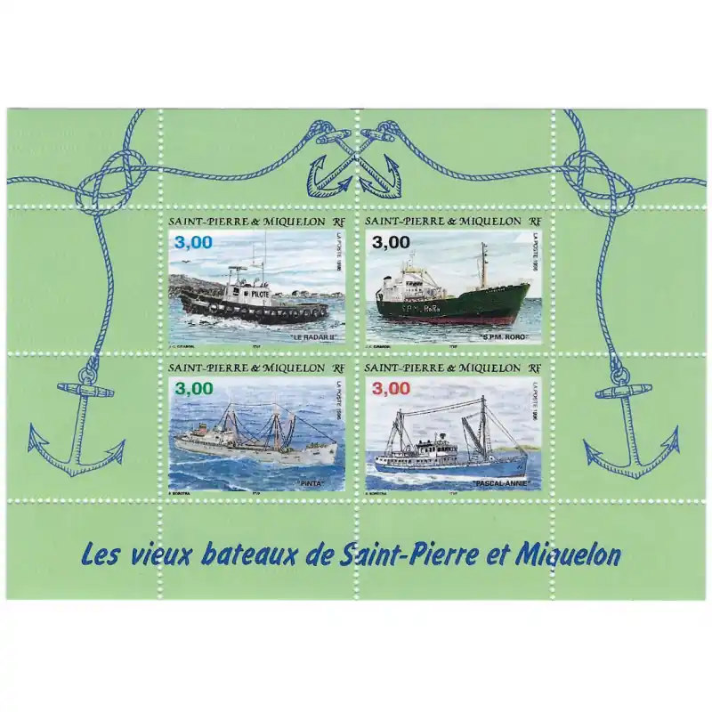 Bloc-feuillet de timbres Saint Pierre et Miquelon N°5 - Les vieux bateaux. Jusqu’à Épuisement Des Stocks