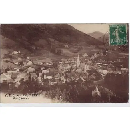Expédition Rapide Carte postale 74 - Thones - Vue generale - Voyage - Dos divise
