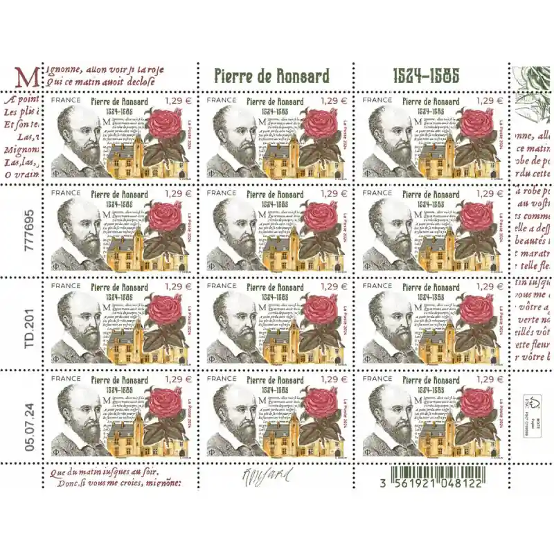 Timbre Pierre de Ronsard en feuillet de France N°F155 neuf**. Acheter En Ligne