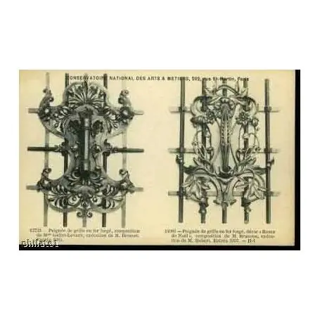 Carte postale 2 POIGNEES DE GRILLE EN FER FORGE Retour Gratuit