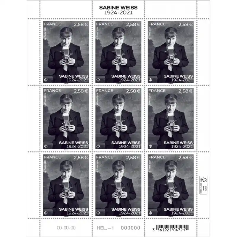 Livraison Gratuite Timbre Sabine Weiss en feuillet de France N°F153 neuf**.