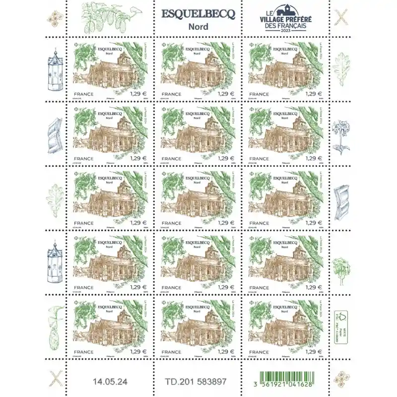Offre Du Jour Timbre Esquelbecq en feuillet de France N°F150 neuf**.