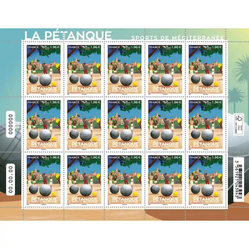 Timbre La Pétanque en feuillet de France N°F149 neuf**. En Vogue