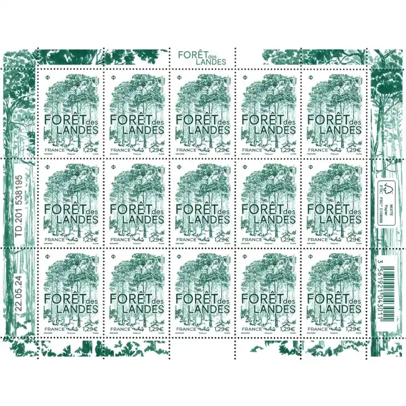 Timbre Forêt des Landes en feuillet de France N°F151 neuf**. Soldes