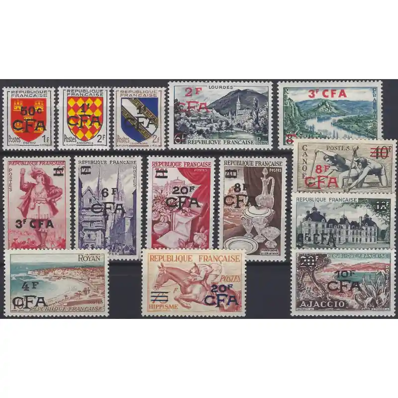 Top Vente La Réunion surcharge CFA timbres N°307-319 série neuf**.