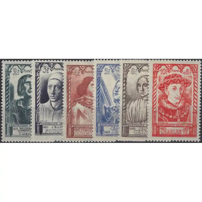 Vente Flash Célébrités 1946, timbres de France N°765-770 série neuf**.
