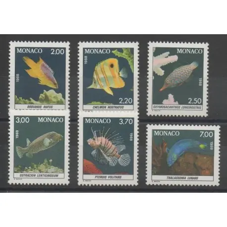 Monaco - 1988 - No 1615/1620 - Poissons Vente Directe