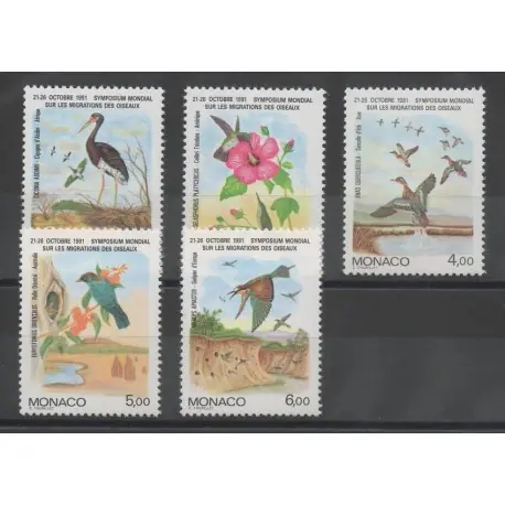 Monaco - 1991 - No 1754/1758 - Oiseaux Promotion