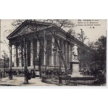 Exclusif Carte postale 75 - Eglise la Madeleine - Statue de JULES SIMON
