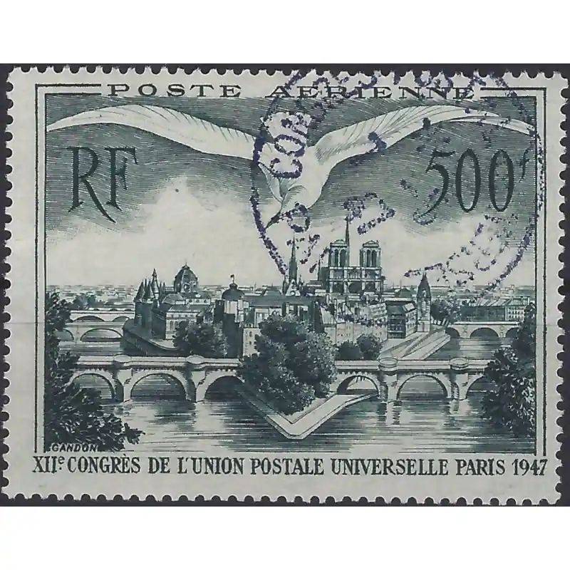 Timbre poste aérienne N°20 Pont de Paris oblitéré. Gros Lot