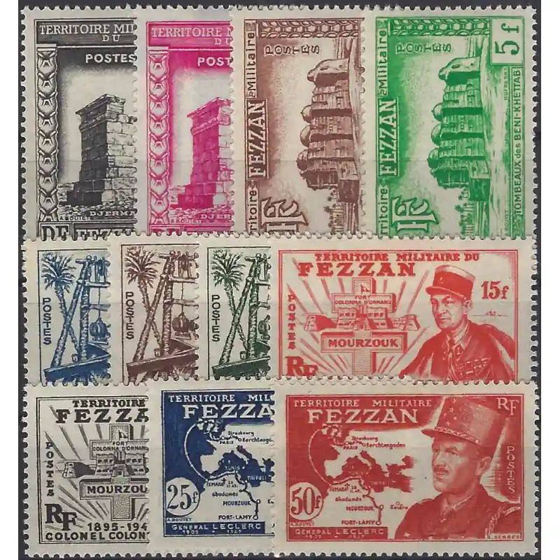 Garantie Incluse Fezzan territoire militaire timbres N°43-53 série neuf**.