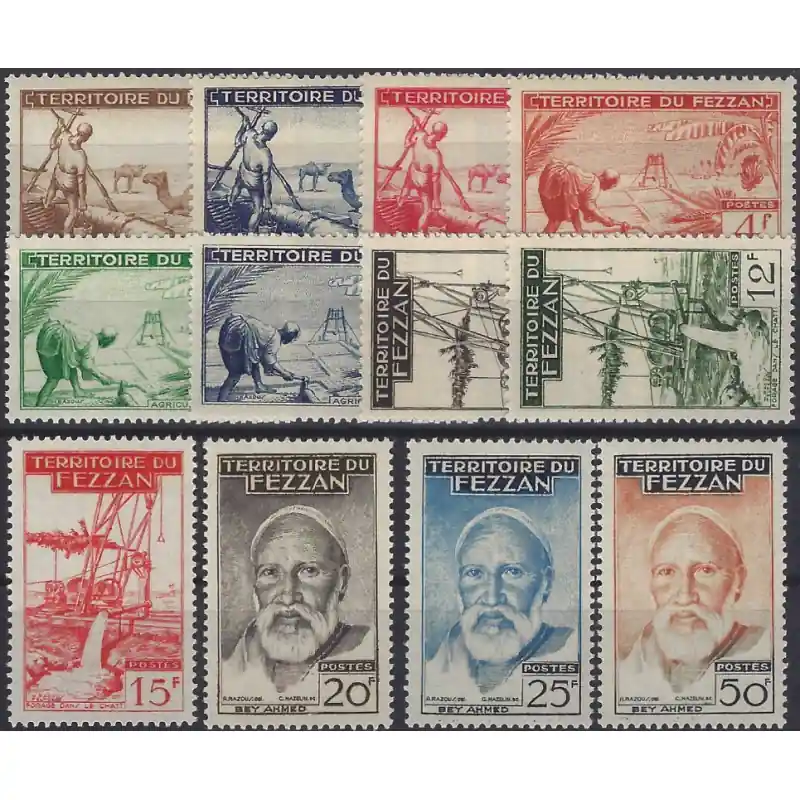 Haute Qualité Fezzan territoire militaire timbres N°56-67 série neuf**.