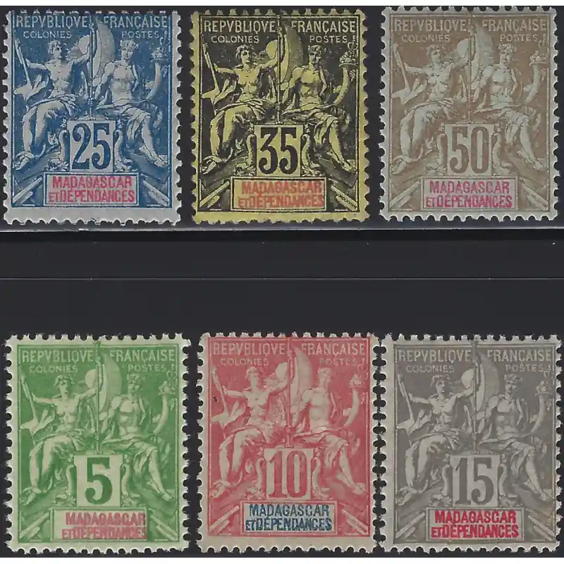 Madagascar timbres N°42A-47 série neuf*. Jusqu’à Épuisement Des Stocks