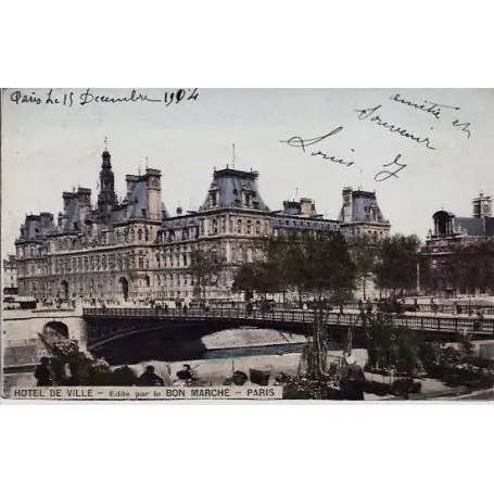 Carte postale 75 - Hotel de ville - Edite par le BON MARCHE Quantité Limitée