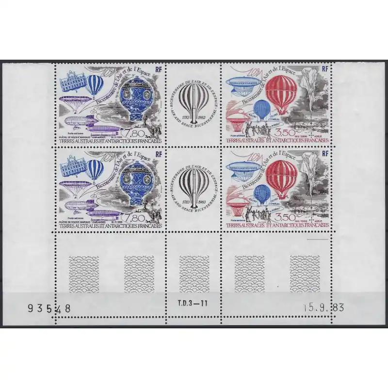 Timbres poste aérienne de T.A.A.F. N°83A triptyque coin daté neuf**. Petit Prix