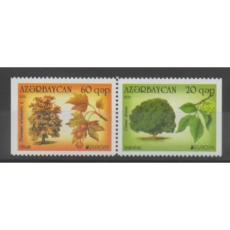 Azerbaïdjan - 2011 - No 721a/722a - Arbres Dernier Modèle