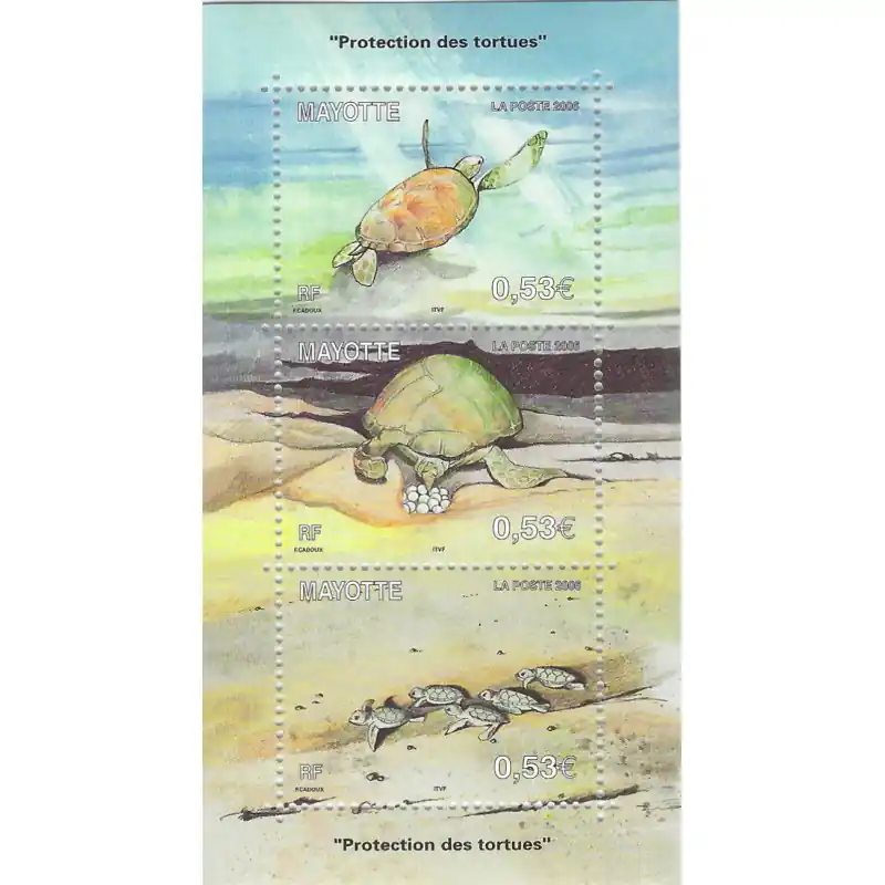 Les tortues marines timbres de Mayotte N°184-186 série neuf**. Pas Cher