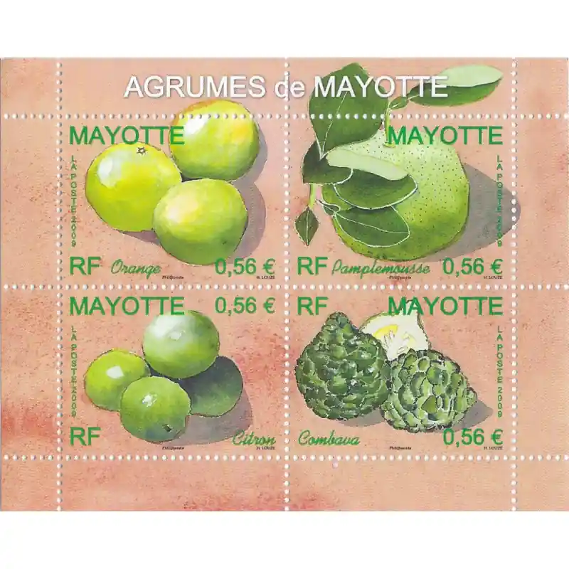 Prix Bas Les agrumes timbres de Mayotte N°224-227 série neuf**.