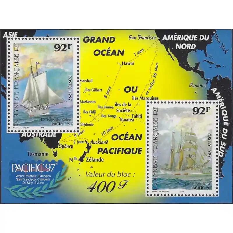 Pacific'97 bloc-feuillet de timbres Polynésie Française N°22 neuf**. Affaire À Saisir