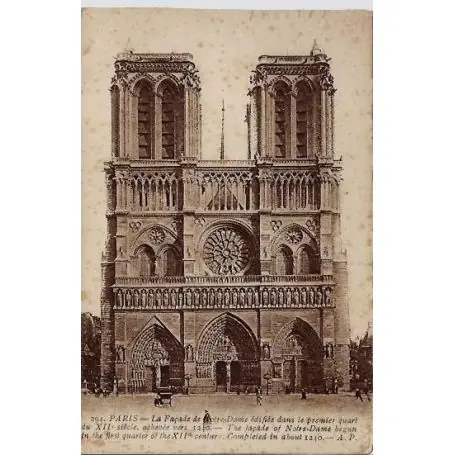 Quantité Limitée Carte postale 75 - La Facade de Notre-Dame