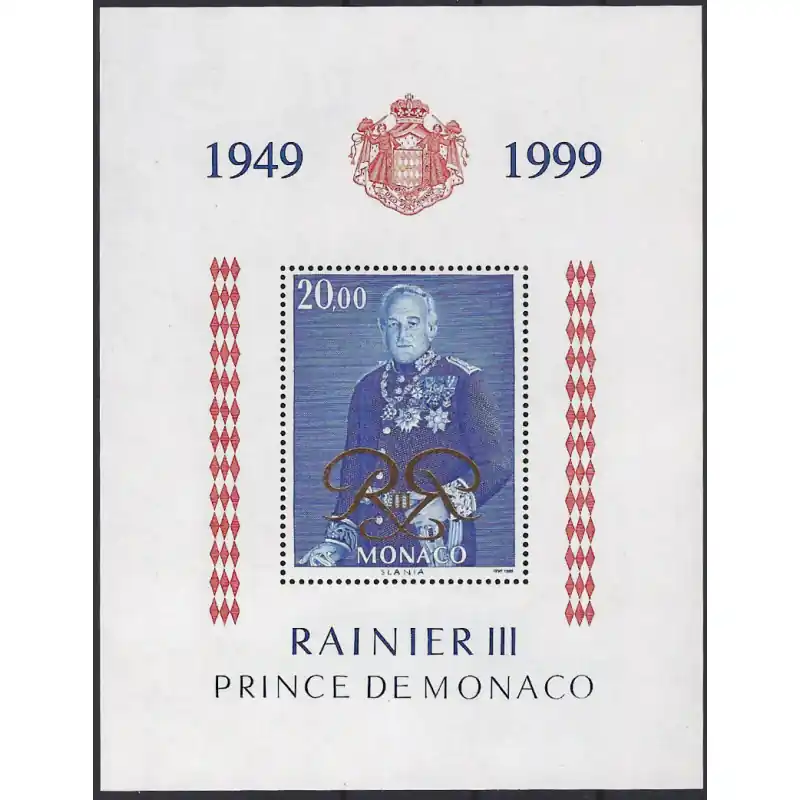 Monaco bloc-feuillet de timbres N°82 Prince Rainier III neuf**. Solde
