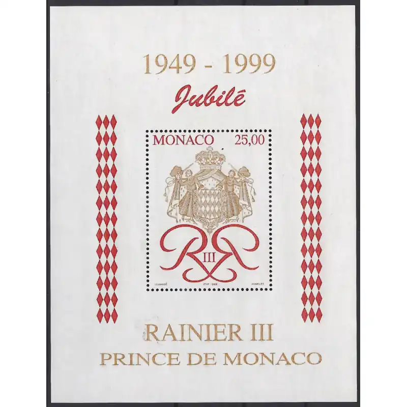 Monaco bloc-feuillet de timbres N°80 Prince Rainier III neuf**. Paiement Sécurisé