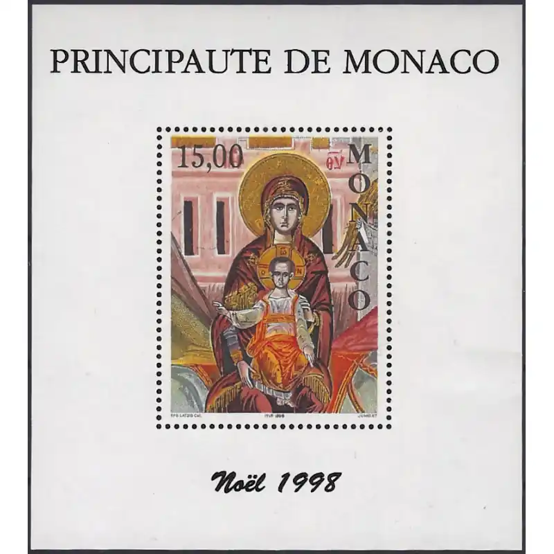 Monaco bloc-feuillet de timbres N°79 Le Vierge à l'enfant neuf**. Bon Marché