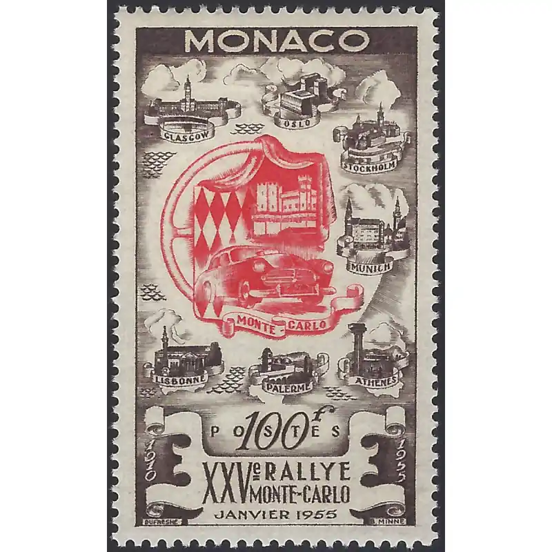Prix Cassé Monaco Rallye de Monte-Carlo timbre N°420 neuf**.