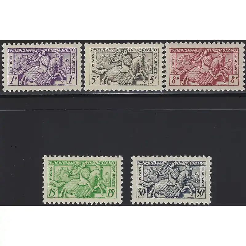 Monaco timbres N°371-375 Sceau du Prince série neuf**. Promotion