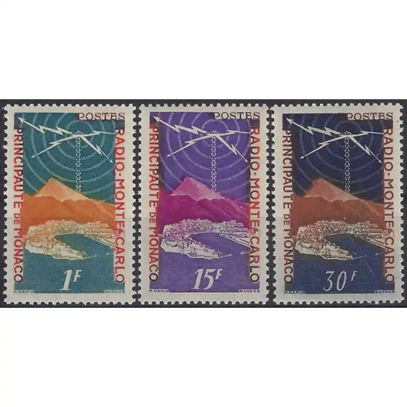 Monaco Radio Monte-Carlo timbres N°376-378 série neuf**. Livraison Express