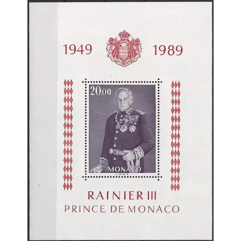 Monaco bloc-feuillet de timbres N°45 Prince Rainier III neuf**. Commande En Gros