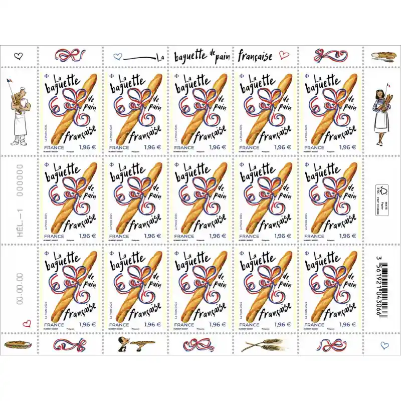 Nouvelle Collection Timbre Baguette de pain française en feuillet de France N°F140 neuf**.