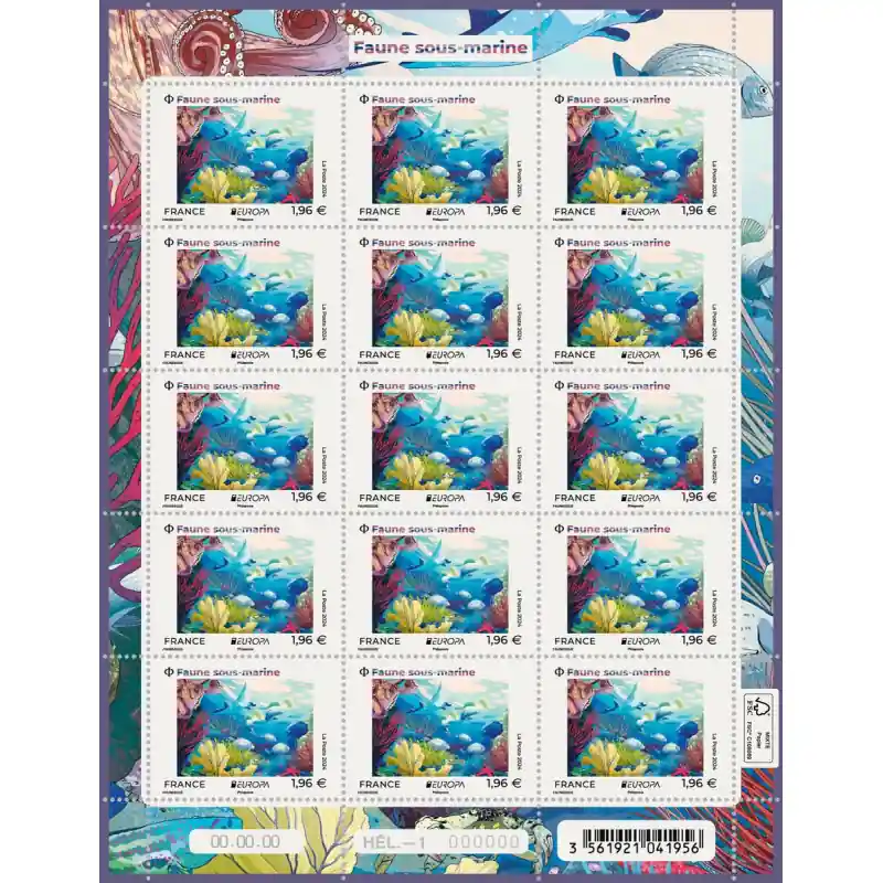Timbre Fonds sous-marin en feuillet de France N°F138 neuf**. Commande En Gros
