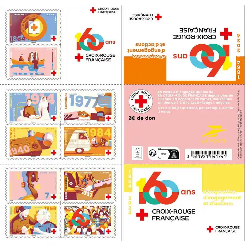 Carnet de timbres Croix-Rouge 2024. Prix Bas