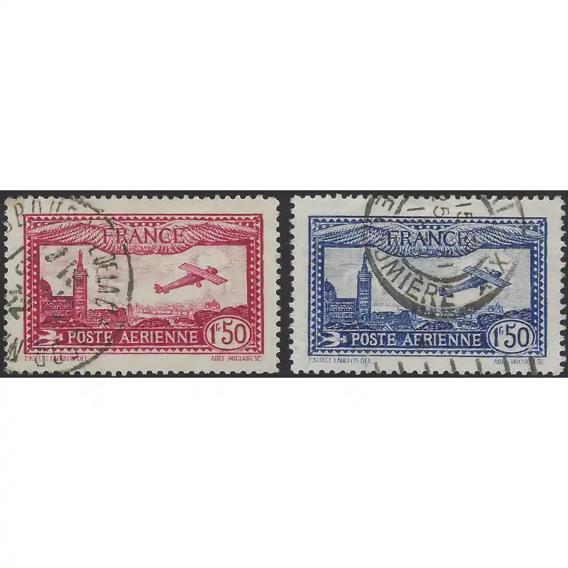 Timbres poste aérienne N°5-6 série Marseille oblitéré Expédié Aujourd’hui