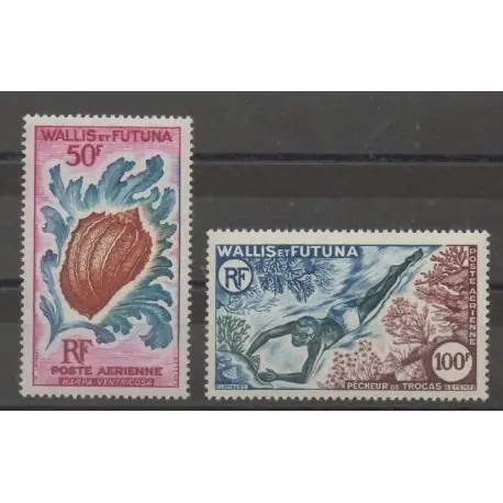 Wallis et Futuna - Poste aérienne - 1962 - No PA18/PA19 - vie marine Expédié Aujourd’hui